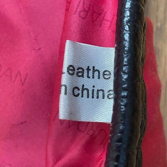 Charles Jourdan Black Leather Laser Cut Satchel Tote Handbag Purse - Picture 14 of 14